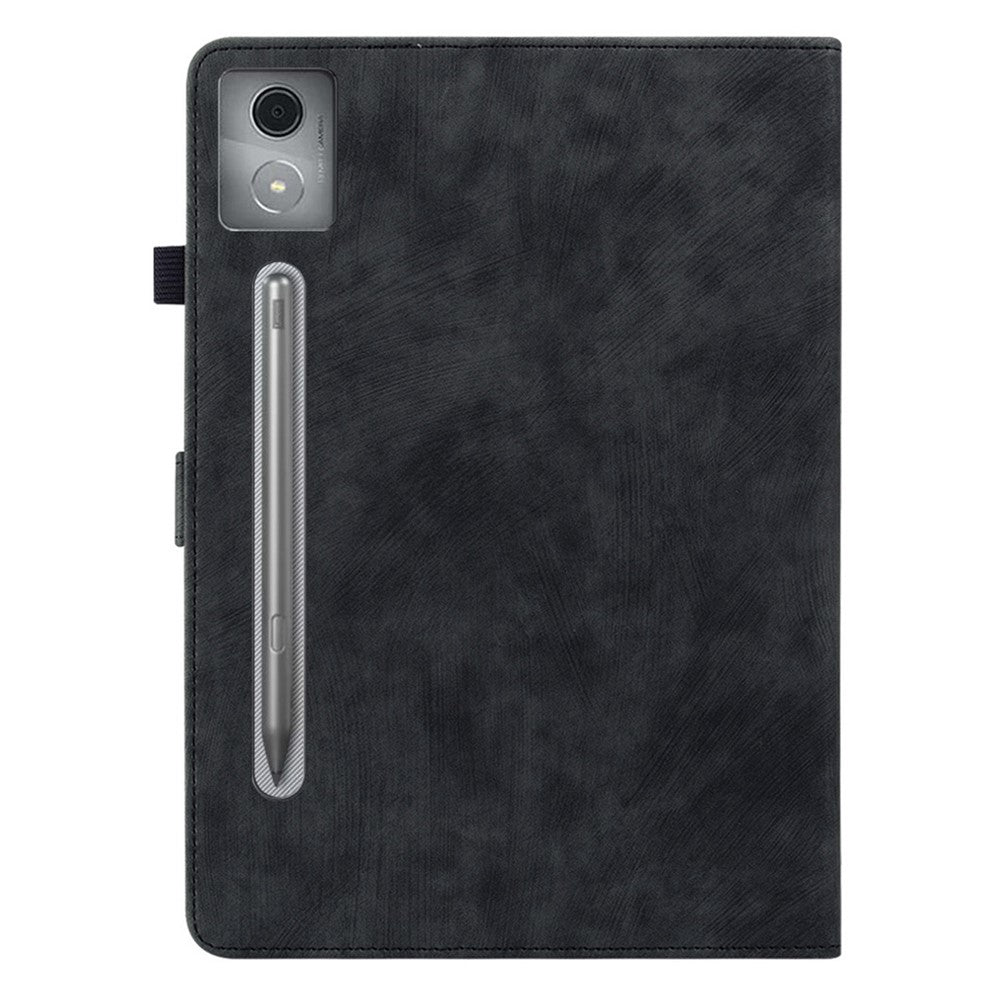 For Lenovo Tab P12 Pro 12.7 2025 / Xiaoxin Pad Pro 12.7 (2025) Cases Tiger Imprint Anti-Scratch PU Leather Tablet Cover - Black