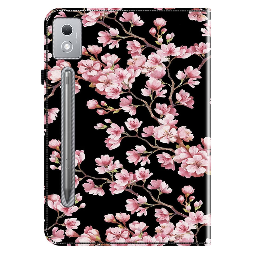 For Lenovo Tab P12 Pro 12.7 2025 / Xiaoxin Pad Pro 12.7 (2025) Leather Case Pattern Printed Stand Tablet Cover with Card Slots - Plum Blossom