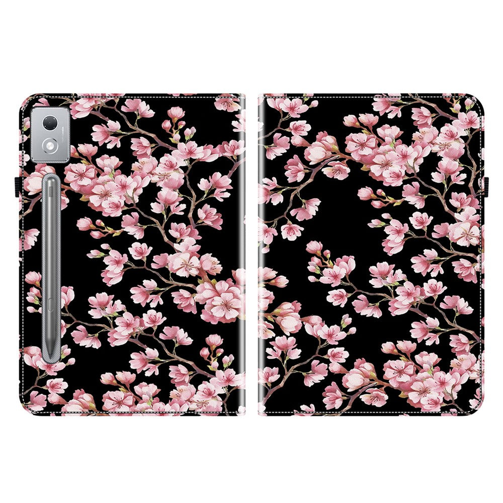 For Lenovo Tab P12 Pro 12.7 2025 / Xiaoxin Pad Pro 12.7 (2025) Leather Case Pattern Printed Stand Tablet Cover with Card Slots - Plum Blossom