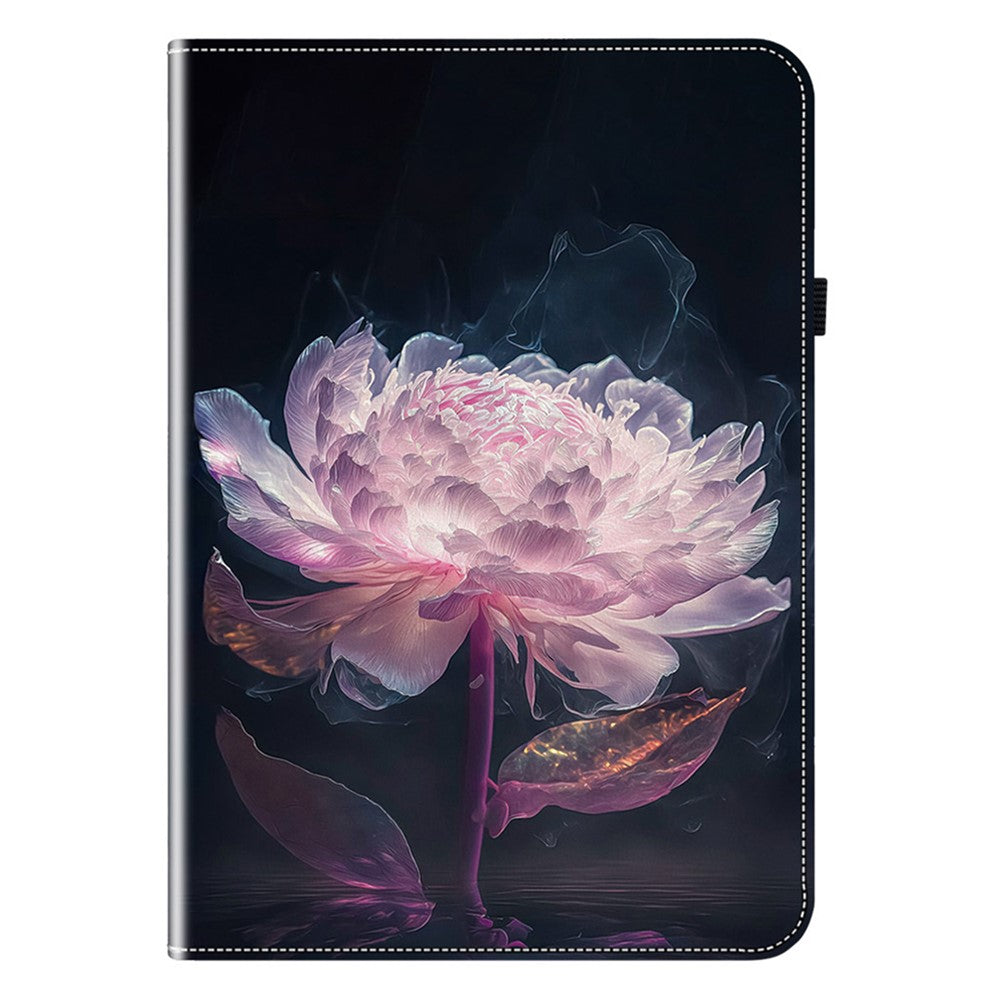 For Lenovo Tab P12 Pro 12.7 2025 / Xiaoxin Pad Pro 12.7 (2025) Leather Case Pattern Printed Stand Tablet Cover with Card Slots - Purple Peony