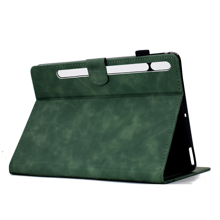 For Samsung Galaxy Tab S9 Case Cats Imprinted PU Leather Card Slots Tablet Cover - Green