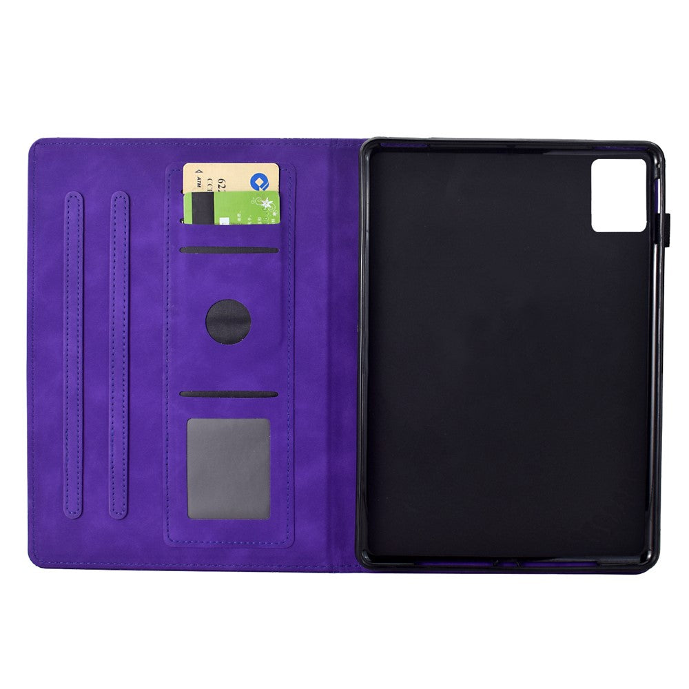 For Lenovo Tab M11 / Xiaoxin Pad 11 2024 Case Cats Imprinted PU Leather Card Slots Tablet Cover - Purple