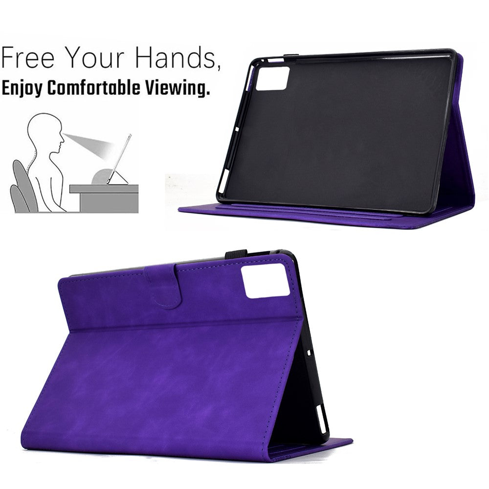For Lenovo Tab M11 / Xiaoxin Pad 11 2024 Case Cats Imprinted PU Leather Card Slots Tablet Cover - Purple