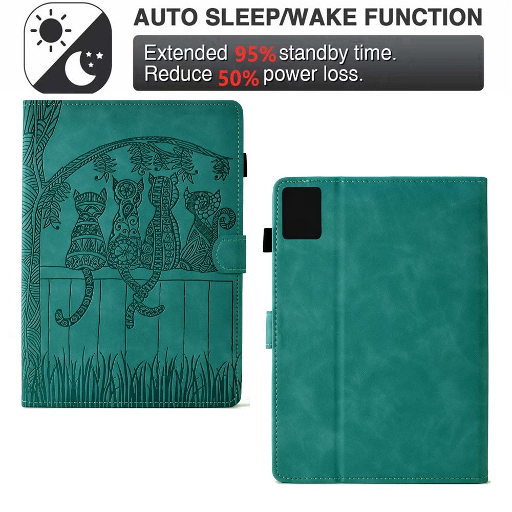 For Lenovo Tab M11 / Xiaoxin Pad 11 2024 Case Cats Imprinted PU Leather Card Slots Tablet Cover - Baby Blue