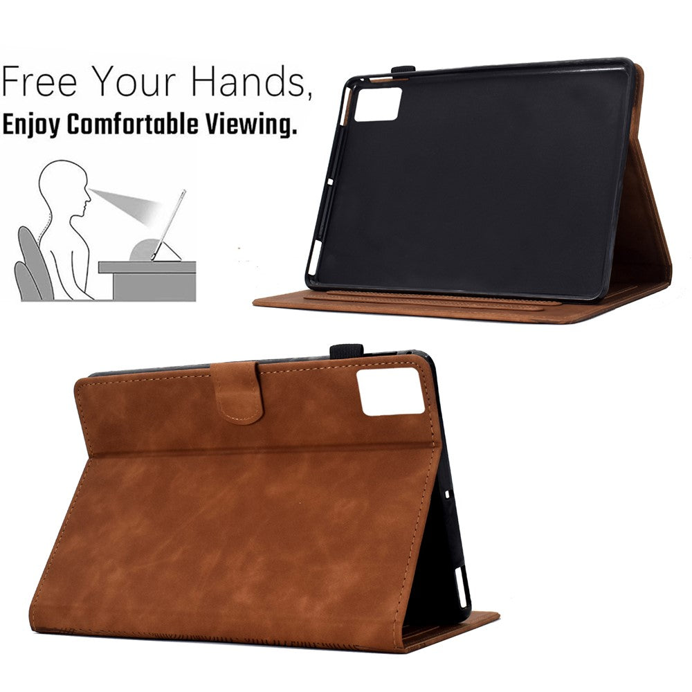For Lenovo Tab M11 / Xiaoxin Pad 11 2024 Case Cats Imprinted PU Leather Card Slots Tablet Cover - Brown