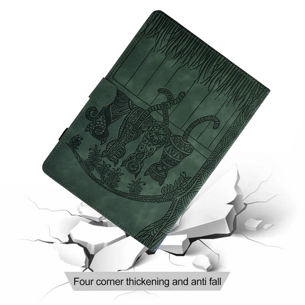 For Lenovo Tab M10 (Gen 3) Case Cats Imprinted PU Leather Card Slots Tablet Cover - Green