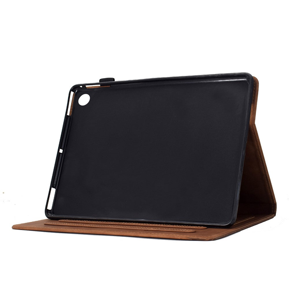 For Lenovo Tab M10 (Gen 3) Case Cats Imprinted PU Leather Card Slots Tablet Cover - Brown