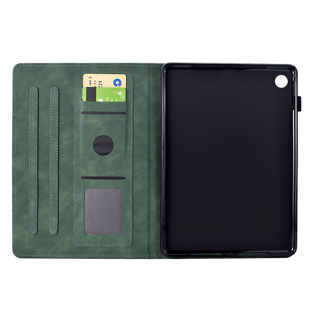 For Lenovo Tab M10 Plus (3rd Gen) Case Cats Imprinted PU Leather Card Slots Tablet Cover - Green