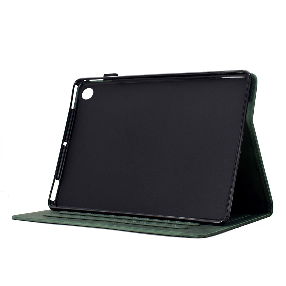 For Lenovo Tab M10 Plus (3rd Gen) Case Cats Imprinted PU Leather Card Slots Tablet Cover - Green
