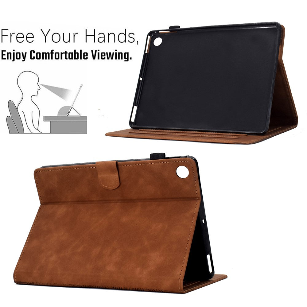 For Lenovo Tab M10 Plus (3rd Gen) Case Cats Imprinted PU Leather Card Slots Tablet Cover - Brown