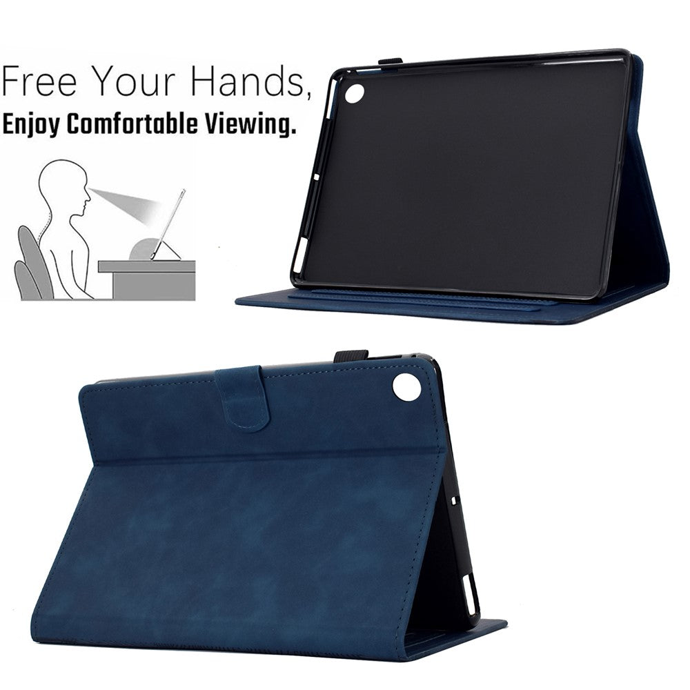 For Lenovo Tab M10 Plus (3rd Gen) Case Cats Imprinted PU Leather Card Slots Tablet Cover - Dark Blue