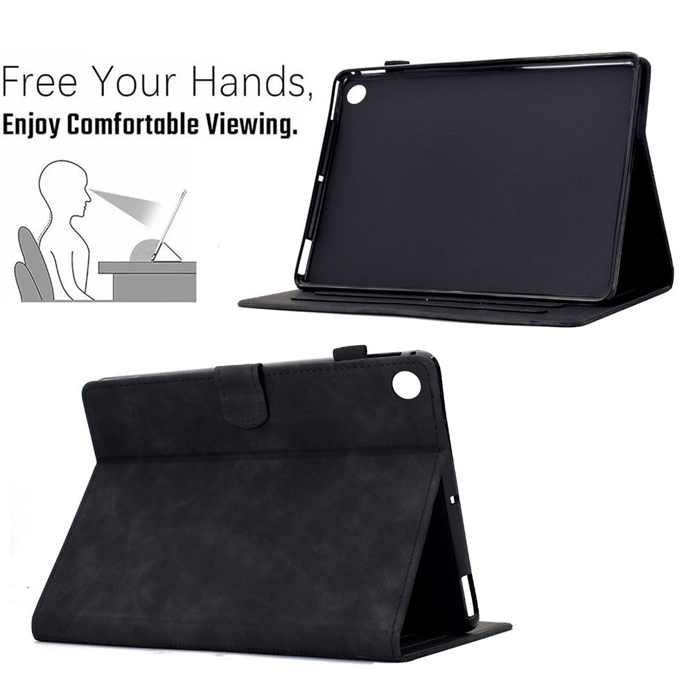 For Lenovo Tab M10 Plus (3rd Gen) Case Cats Imprinted PU Leather Card Slots Tablet Cover - Black
