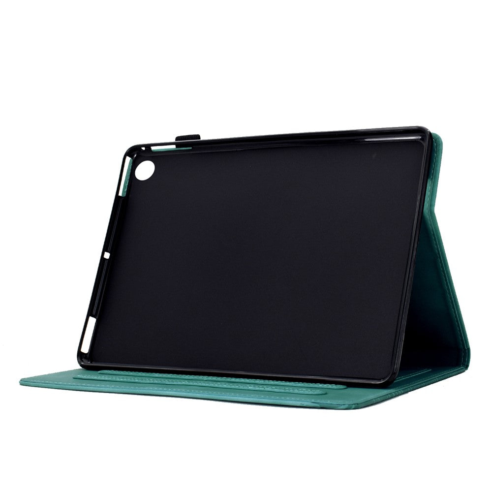 For Lenovo Tab M10 Plus (3rd Gen) Case Cats Imprinted PU Leather Card Slots Tablet Cover - Baby Blue