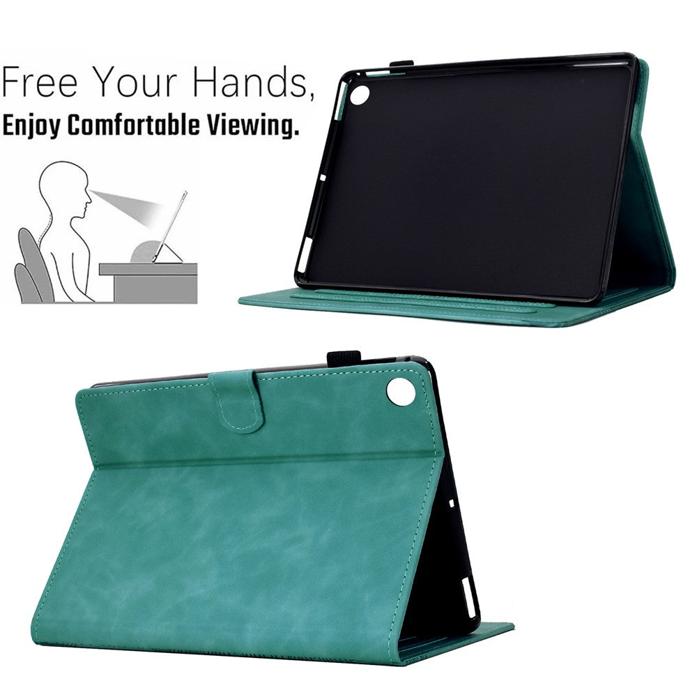 For Lenovo Tab M10 Plus (3rd Gen) Case Cats Imprinted PU Leather Card Slots Tablet Cover - Baby Blue