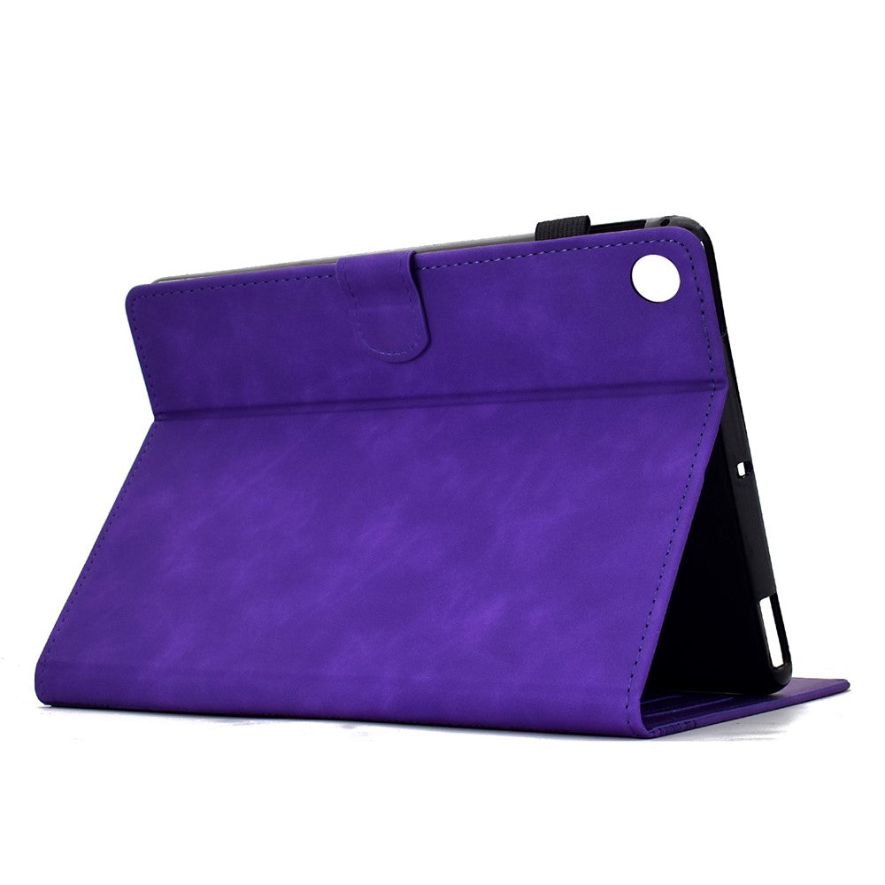 For Lenovo Tab M10 Plus (3rd Gen) Case Cats Imprinted PU Leather Card Slots Tablet Cover - Purple