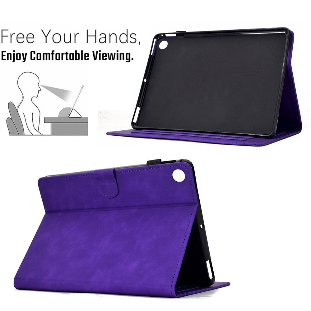 For Lenovo Tab M10 Plus (3rd Gen) Case Cats Imprinted PU Leather Card Slots Tablet Cover - Purple