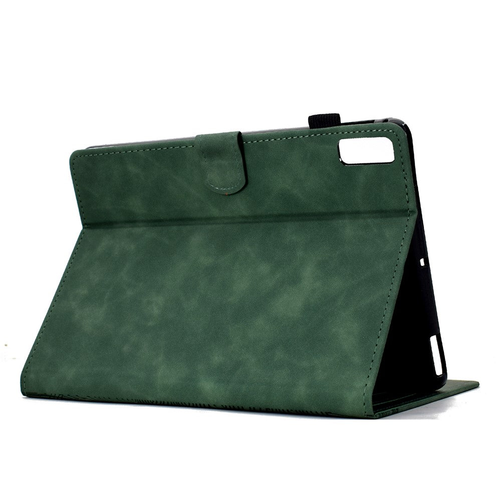 For Lenovo Tab M9 TB-310FU Case Cats Imprinted PU Leather Card Slots Tablet Cover - Green