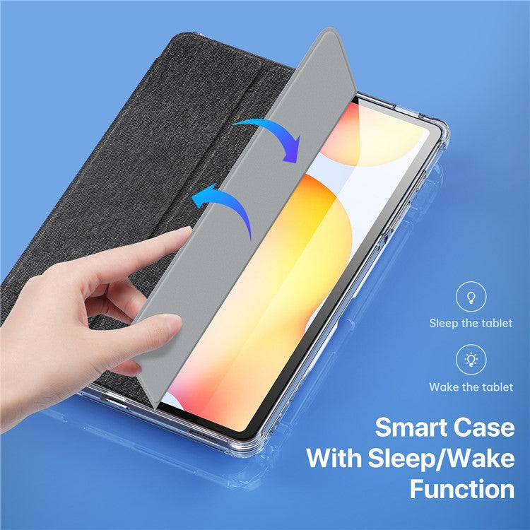 DUX DUCIS Unid Series For Samsung Galaxy Tab S6 Lite (2024) / (2022) / (2020) Case Auto Wake / Sleep TPU+PC+Leather Clear Tablet Cover - Black