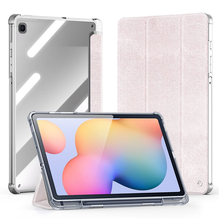 DUX DUCIS Unid Series For Samsung Galaxy Tab S6 Lite (2024) / (2022) / (2020) Case Auto Wake / Sleep TPU+PC+Leather Clear Tablet Cover - Light Pink
