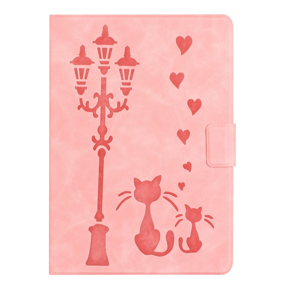 For Lenovo Tab M11 / Xiaoxin Pad 11 2024 TB-330FU Case Couple Cat Imprinted Microfiber Leather Smart Tablet Cover - Pink
