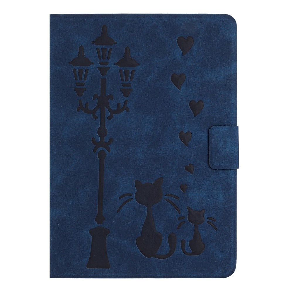 For Lenovo Tab P11 Gen 2 TB-350 Case Couple Cat Imprinted Microfiber Leather Smart Tablet Cover - Blue