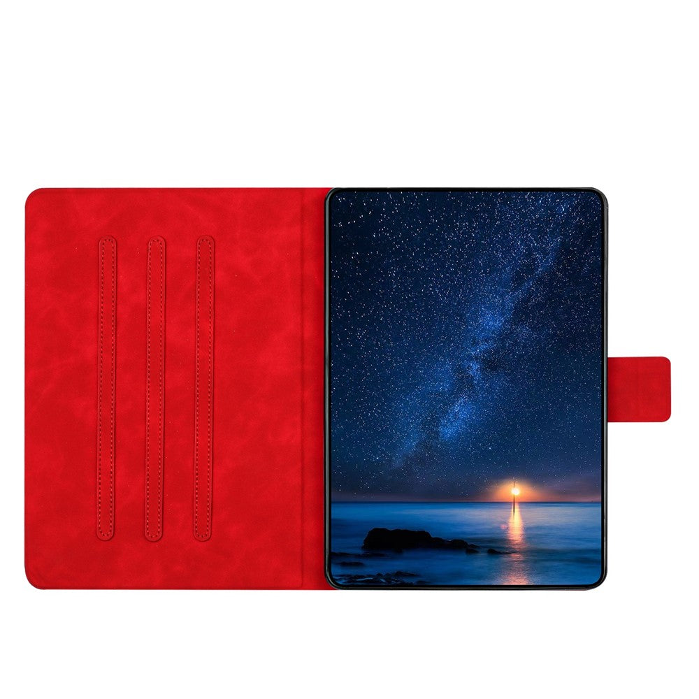 For Lenovo Tab P11 Gen 2 TB-350 Case Couple Cat Imprinted Microfiber Leather Smart Tablet Cover - Red