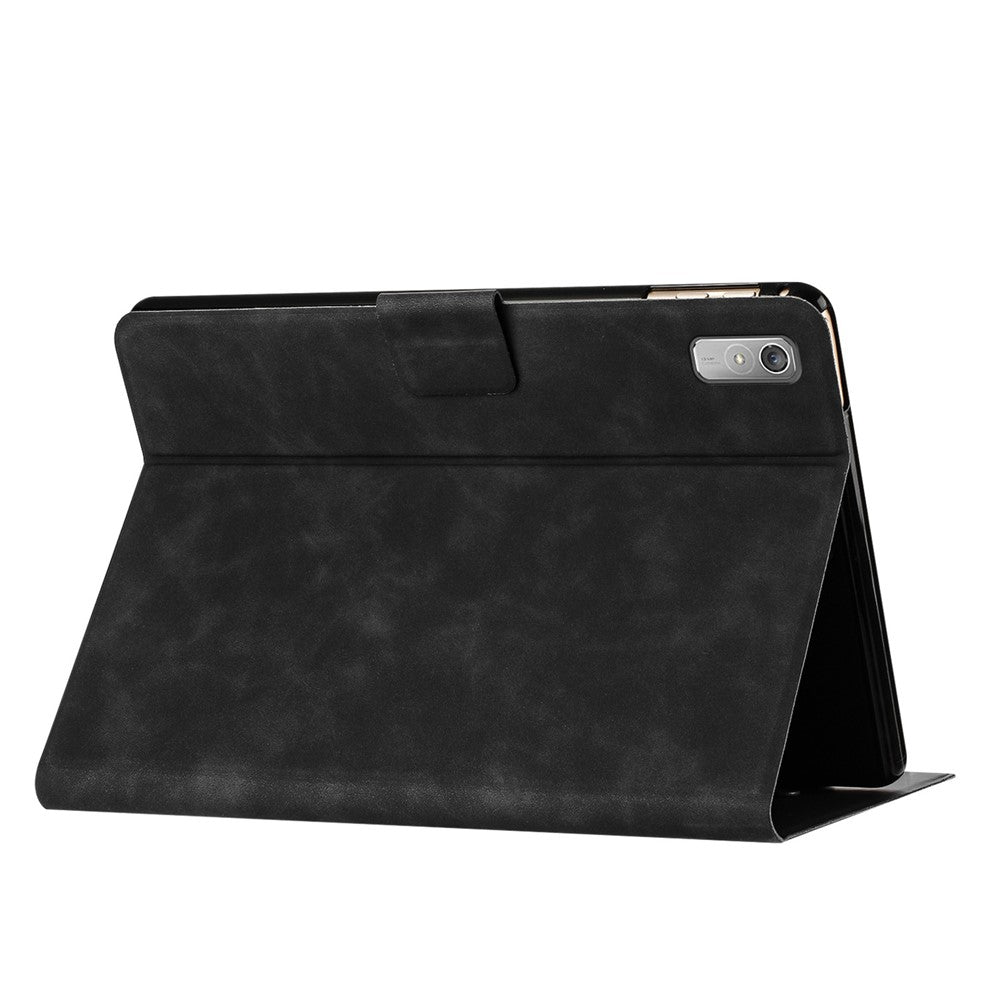 For Lenovo Tab P11 Gen 2 TB-350 Case Couple Cat Imprinted Microfiber Leather Smart Tablet Cover - Black