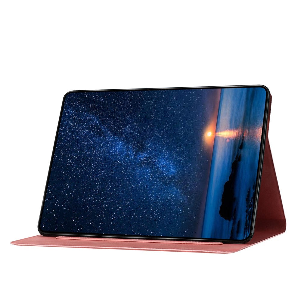 For Lenovo Tab P11 Gen 2 TB-350 Case Couple Cat Imprinted Microfiber Leather Smart Tablet Cover - Pink