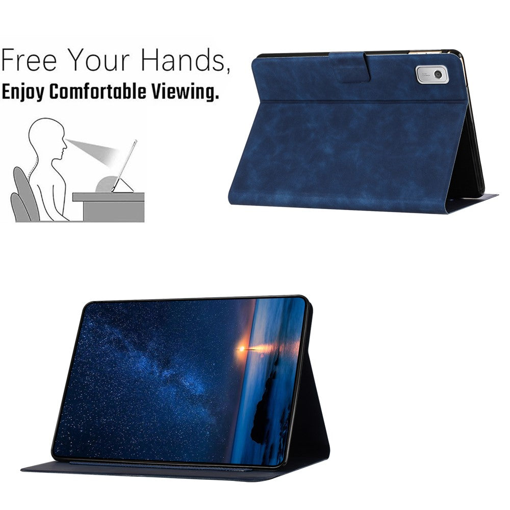 For Lenovo Tab M9 TB-310FU Case Couple Cat Imprinted Microfiber Leather Smart Tablet Cover - Blue