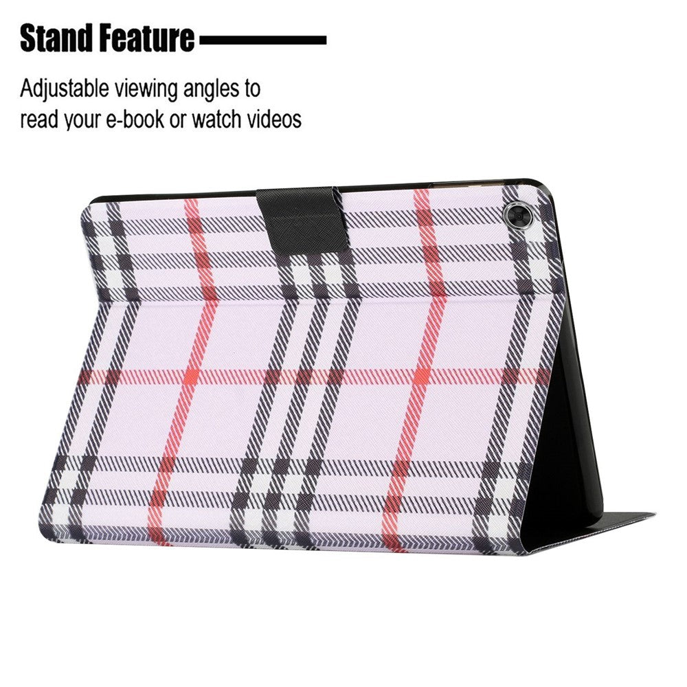 For Lenovo Tab M10 Plus (3rd Gen) / Xiaoxin Pad 2022 10.6 inch Grid Pattern Shockproof Tablet Case PU Leather Card Holder Stand Auto Wake / Sleep Cover - Light Purple