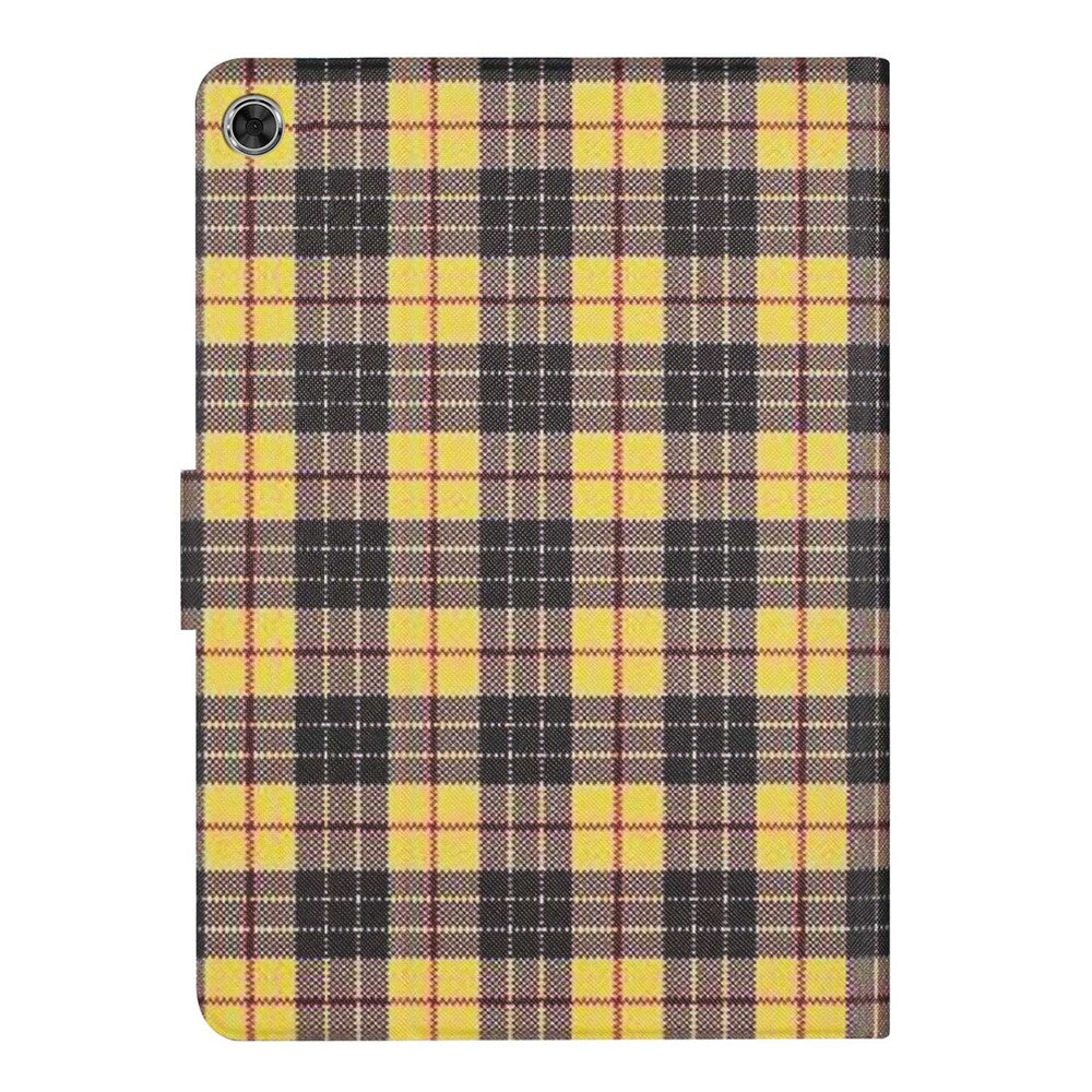 For Lenovo Tab M10 Plus (3rd Gen) / Xiaoxin Pad 2022 10.6 inch Grid Pattern Shockproof Tablet Case PU Leather Card Holder Stand Auto Wake / Sleep Cover - Yellow