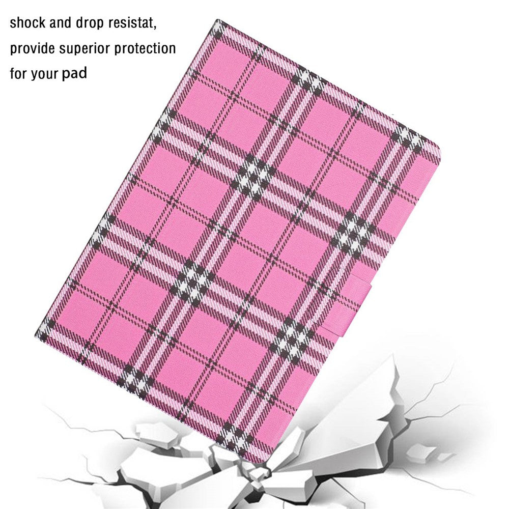 For Lenovo Tab M10 Plus (3rd Gen) / Xiaoxin Pad 2022 10.6 inch Grid Pattern Shockproof Tablet Case PU Leather Card Holder Stand Auto Wake / Sleep Cover - Rose