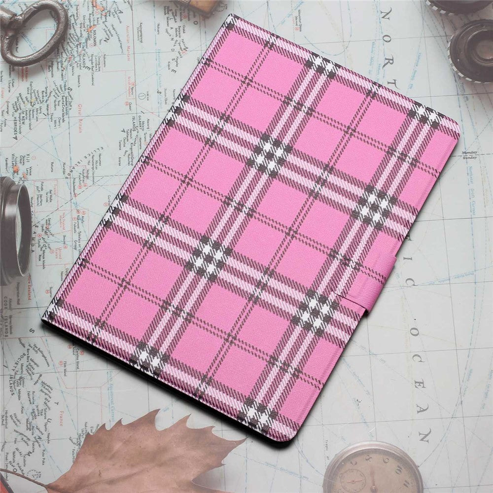 For Lenovo Tab M10 Plus (3rd Gen) / Xiaoxin Pad 2022 10.6 inch Grid Pattern Shockproof Tablet Case PU Leather Card Holder Stand Auto Wake / Sleep Cover - Rose