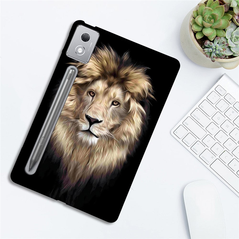 For Lenovo Tab P12 Pro 12.7 2025 / Xiaoxin Pad Pro 12.7 (2025) TPU Case Pattern Printing Slim Tablet Protective Cover - Lion