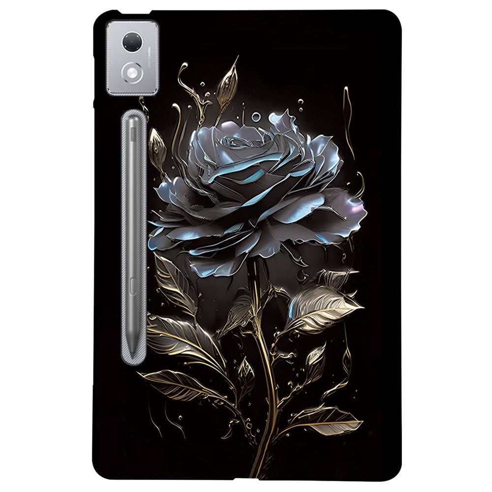 For Lenovo Tab P12 Pro 12.7 2025 / Xiaoxin Pad Pro 12.7 (2025) TPU Case Pattern Printing Slim Tablet Protective Cover - Black Rose