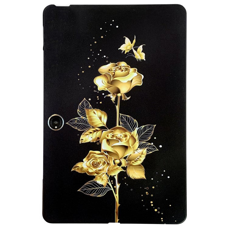 TPU Case for Oppo Pad Neo / Pad Air 2 / OnePlus Pad Go Pattern Printing Slim Tablet Protective Cover - Golden Butterfly Rose