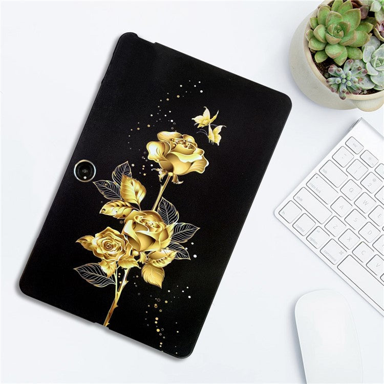 TPU Case for Oppo Pad Neo / Pad Air 2 / OnePlus Pad Go Pattern Printing Slim Tablet Protective Cover - Golden Butterfly Rose