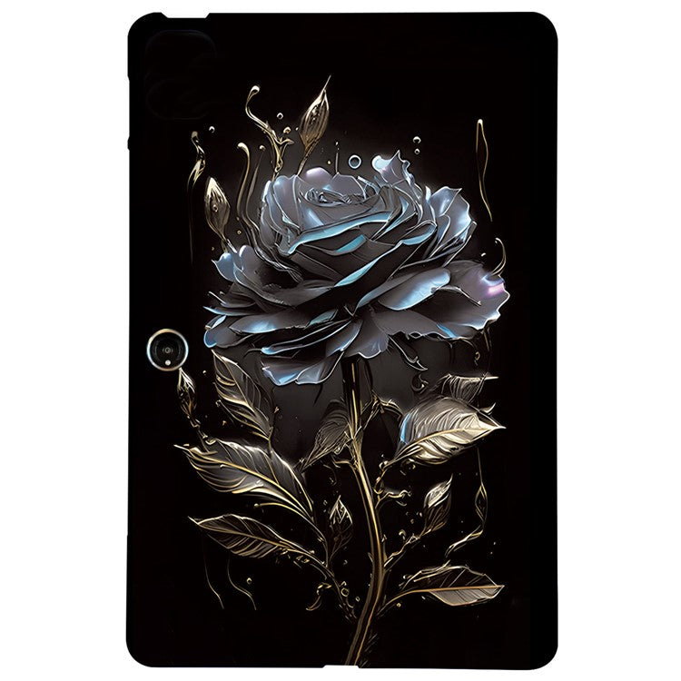 TPU Case for Oppo Pad Neo / Pad Air 2 / OnePlus Pad Go Pattern Printing Slim Tablet Protective Cover - Black Rose