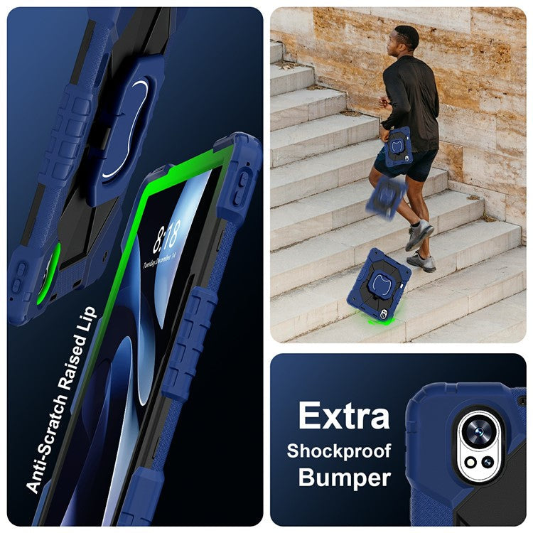 For Huawei MatePad Air (2024) Case Silicone+PC Kickstand Tablet Cover - Navy Blue / Black