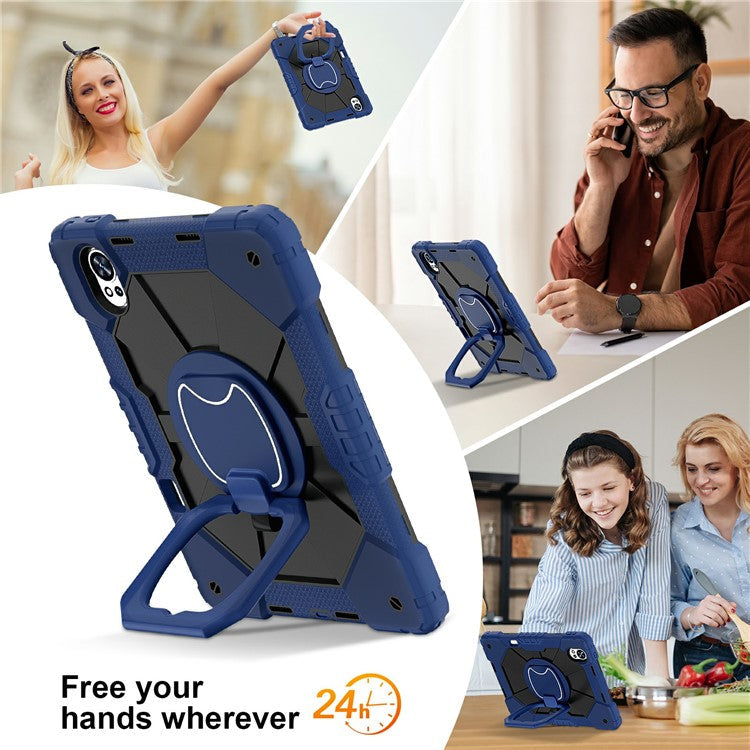 For Huawei MatePad Air (2024) Case Silicone+PC Kickstand Tablet Cover - Navy Blue / Black