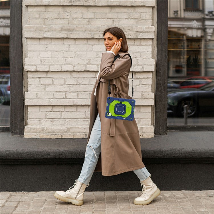 For Huawei MatePad Air (2024) Case Silicone+PC Kickstand Tablet Cover - Navy Blue / Yellowgreen