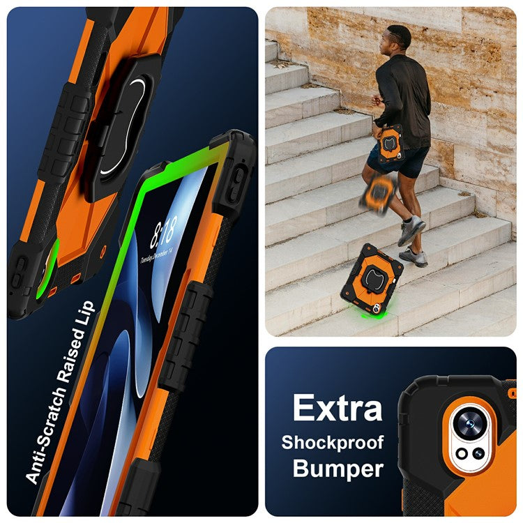 For Huawei MatePad Air (2024) Case Silicone+PC Kickstand Tablet Cover - Black / Orange