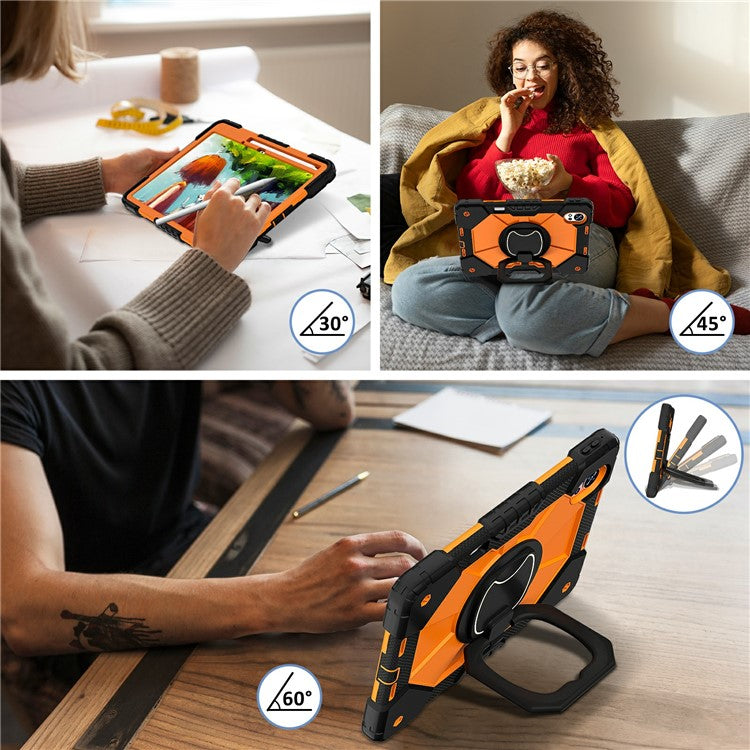 For Huawei MatePad Air (2024) Case Silicone+PC Kickstand Tablet Cover - Black / Orange