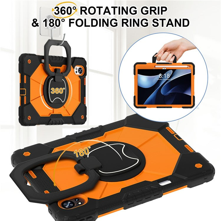 For Huawei MatePad Air (2024) Case Silicone+PC Kickstand Tablet Cover - Black / Orange