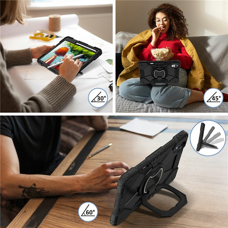 For Huawei MatePad Air (2024) Case Silicone+PC Kickstand Tablet Cover - Black / Black