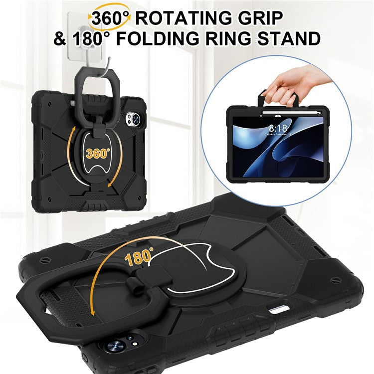 For Huawei MatePad Air (2024) Case Silicone+PC Kickstand Tablet Cover - Black / Black