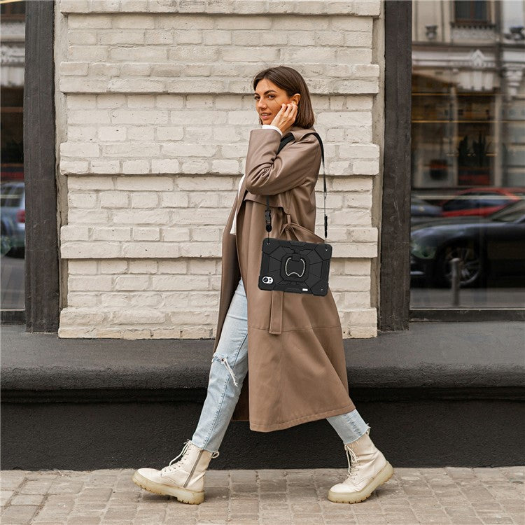 For Huawei MatePad Air (2024) Case Silicone+PC Kickstand Tablet Cover - Black / Black