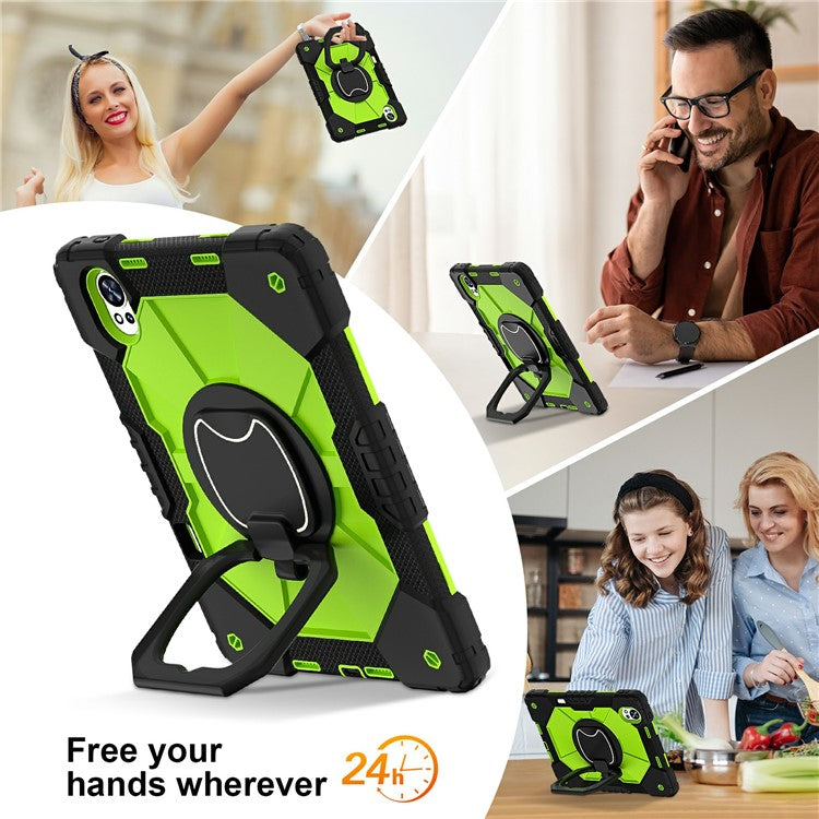 For Huawei MatePad Air (2024) Case Silicone+PC Kickstand Tablet Cover - Black / Yellowgreen