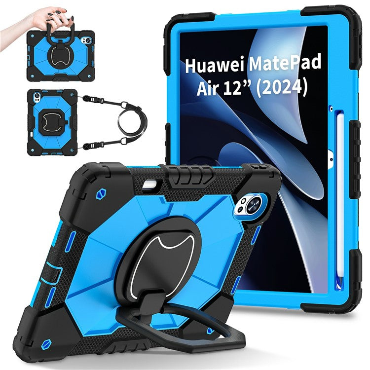 For Huawei MatePad Air (2024) Case Silicone+PC Kickstand Tablet Cover - Black / Blue