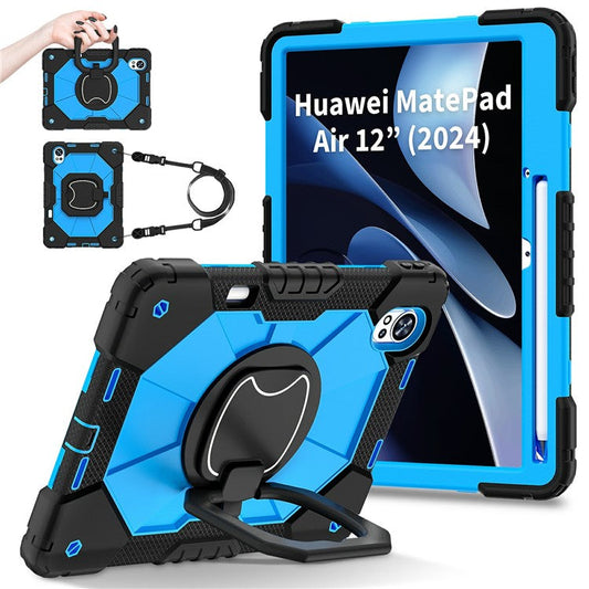 For Huawei MatePad Air (2024) Case Silicone+PC Kickstand Tablet Cover - Black / Blue